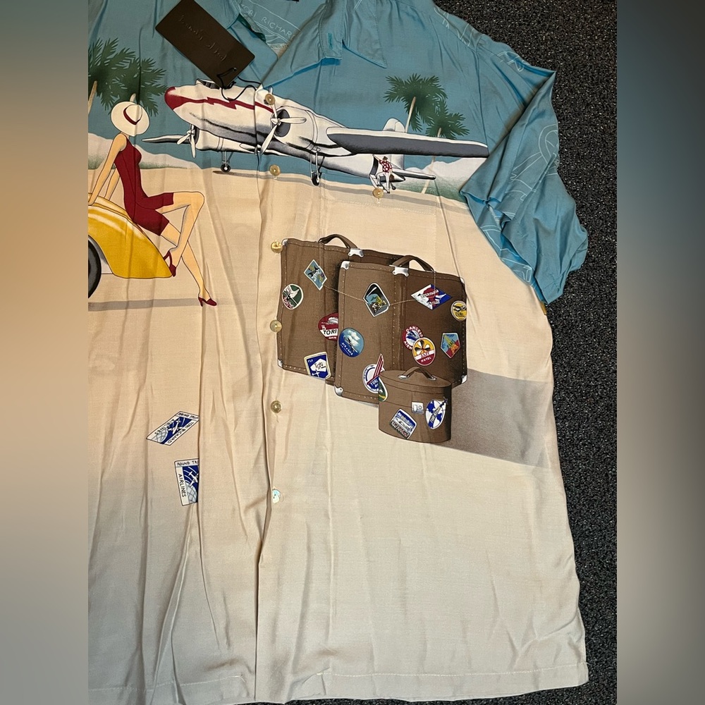 Tori Richard Men's 2XL NWT plane Hawaiian Shirt - Picture 3 of 4